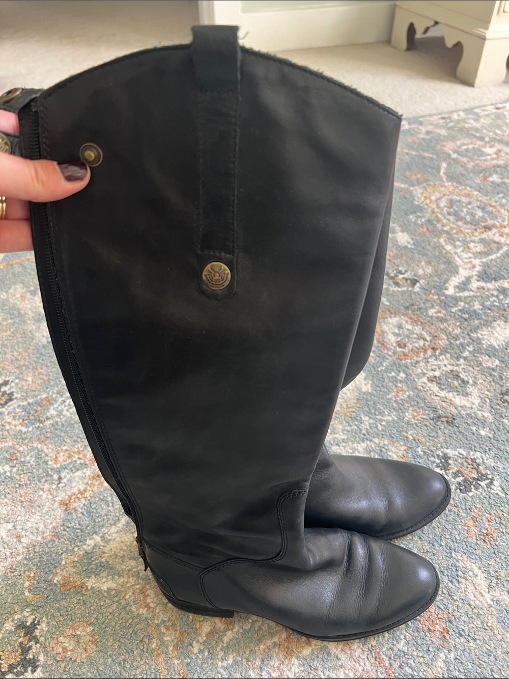 Sam Edelman Black Women's Tall Leather Riding Boots